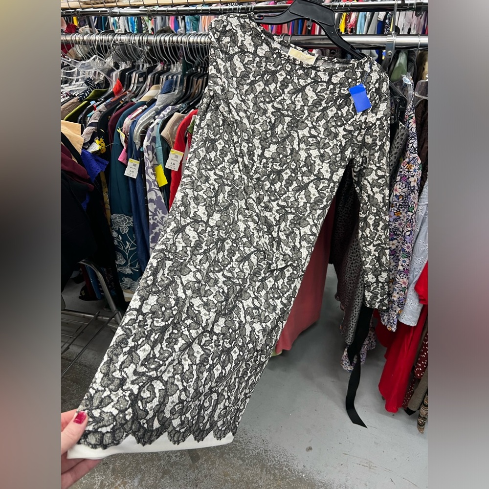 Michael Kors Black and White Long Sleeve Dress